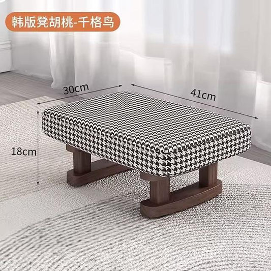 Petit tabouret en bois coloré – Siège carré avec repose-pieds et coussin antidérapant pour salon et couloir 