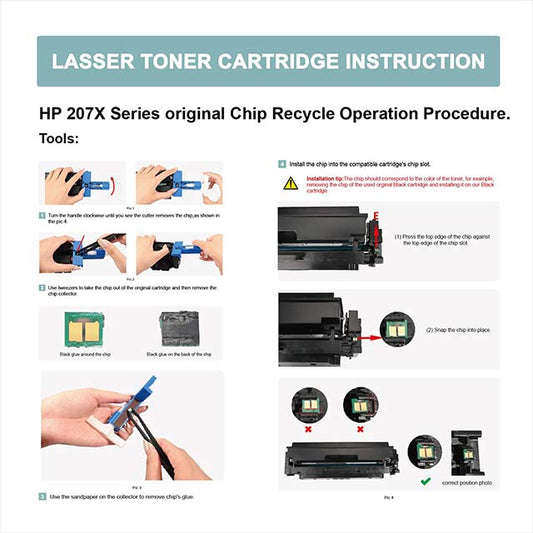 Compatible Toner Cartridge 207X for HP Color LaserJet Pro MFP M283fdw/M255dw – No Chip Replacement (Fits HP 207X, 207A, W2210A)