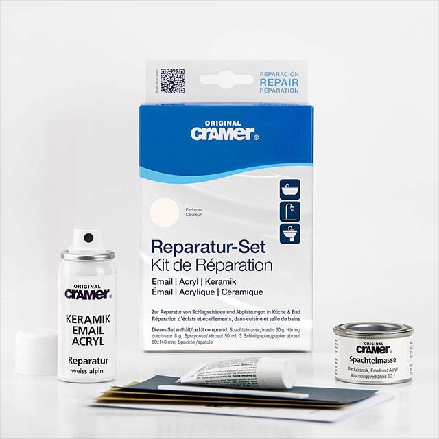 Cramer S203AMZ Ceramic/Enamel Repair Kit for Baths, Sinks &amp; Countertops - Alpine White, with Email Star 2-in-1 Cleaning &amp; Polishing Paste for Enamel Surfaces