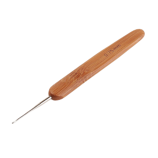 Crochet Needle for Hair Braiding – Latch Hook with Plastic & Bamboo Handle, Dreadlock Crochet Hook Tool for Kids & Adults, 0.75mm Pin (Sienna, 133x13.5x5mm)