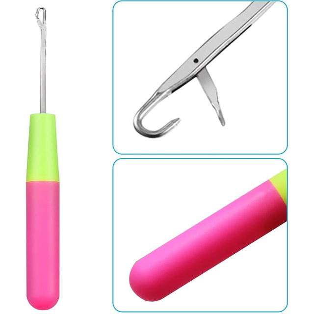 Crochet Needle for Hair Braiding – Latch Hook with Plastic & Bamboo Handle, Dreadlock Crochet Hook Tool for Kids & Adults, 0.75mm Pin (Sienna, 133x13.5x5mm)