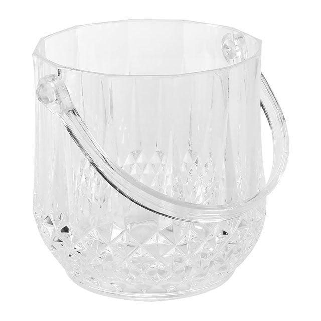Crystal Ice Bucket - Small Clear Acrylic Ice Cube Container with Handle, Champagne Beer Wine Chiller for Freezer, Cocktail Bar & Party, 4.7 x 4.7 x 4.9 in
