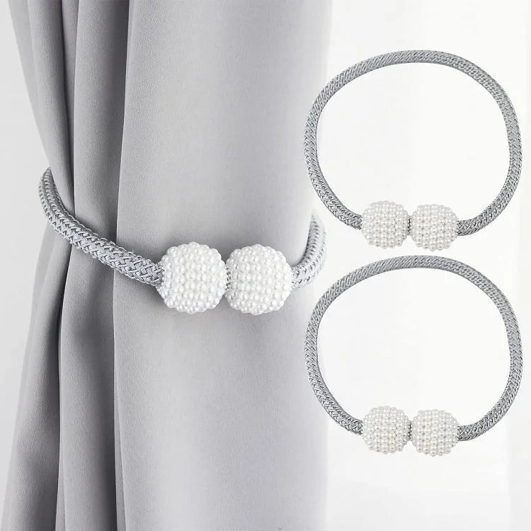 Magnetic Curtain Tiebacks – Pearl Ball Curtain Holdbacks for Drapes, Curtains & Sheer Panels (1 Piece)