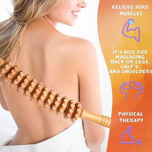 Curved Wooden Massage Roller – Body Shaping Tool for Stomach, Cellulite & Lymphatic Drainage Therapy
