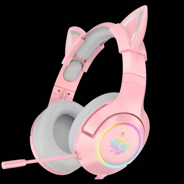 Custom Colors Green Pink Onikuma K9 Cat-ear RGB Gaming Headphone Headset with Mic