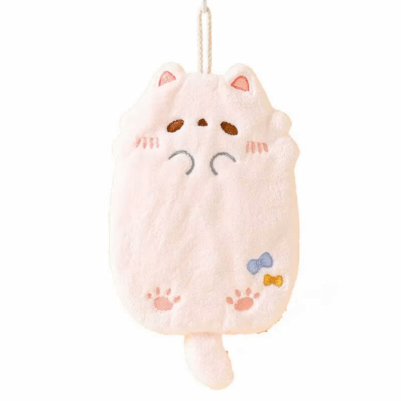 Essuie-mains suspendu Tanuki mignon – Tissu en velours corail épais et ultra-absorbant pour la cuisine et la salle de bain