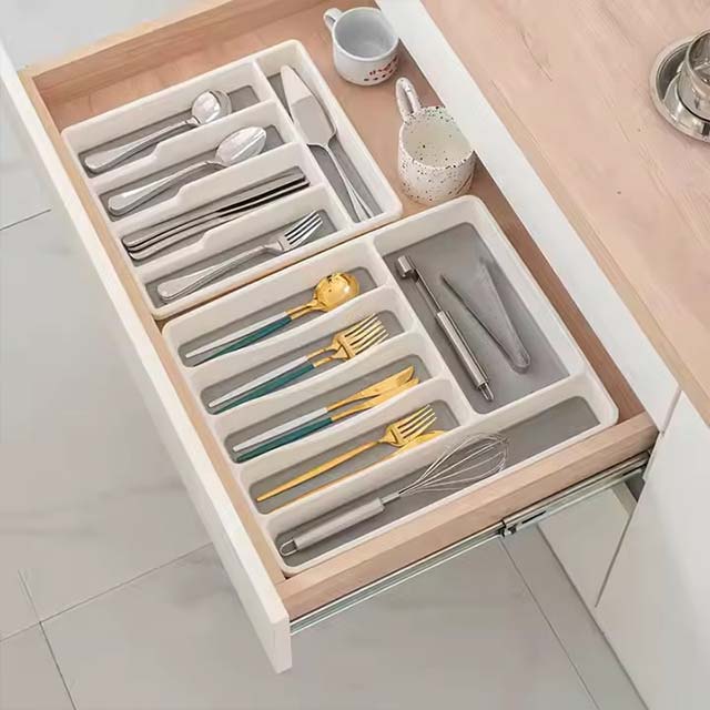 TXL652 Cutlery & Utensil Organizer – Spoons, Forks, Chopsticks Storage Box with Dividers for Kitchen Drawer, Household Tableware Organizer
