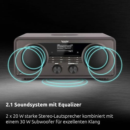TechniSat DIGITRADIO 631 – Radio Internet stéréo (DAB, FM, 70 W 2.1 avec caisson de basses, télécommande, CD, USB, Bluetooth, AUX, Wi-Fi, LAN, Spotify Connect, compatible Alexa) – Anthracite