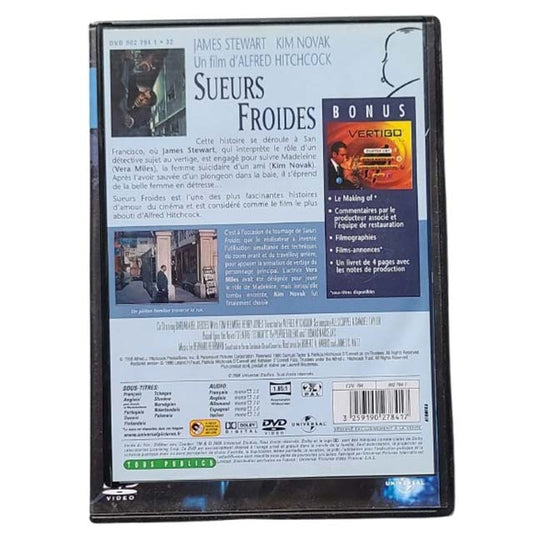 DVD SUEURS FROIDES – Classic Alfred Hitchcock Thriller Starring James Stewart &amp; Kim Novak