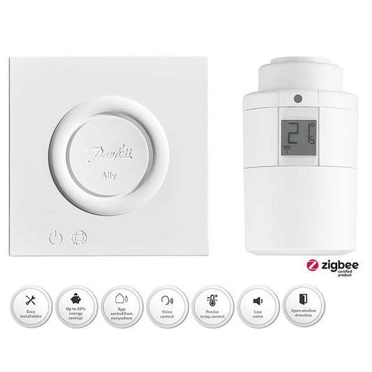 Danfoss Ally Starter Pack Includes Gateway and Radiator Thermostat - White