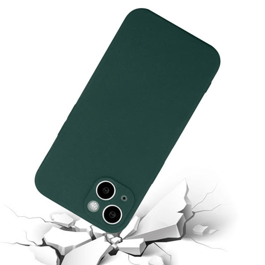 Dark Night Green iPhone 14 Plus TPU Shockproof Case – Straight Edge Solid Color Design with Hanging Feature