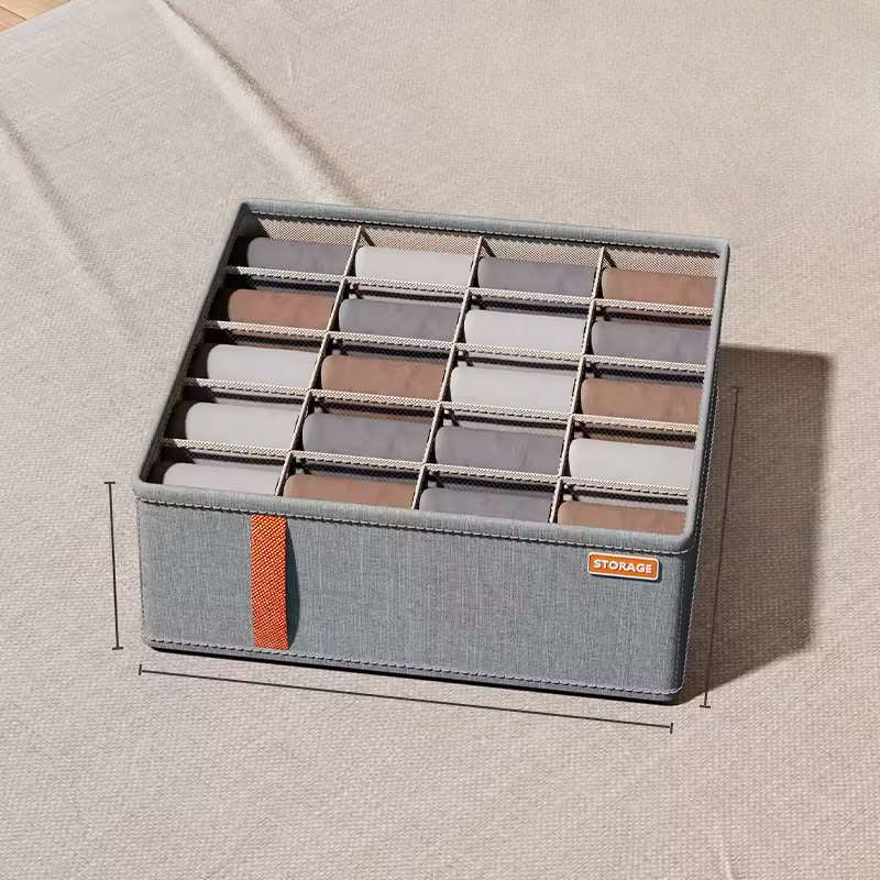 Dark Grey Underwear & Socks Drawer Organizer – 6, 7, and 20 Cell Wardrobe Storage Bins – Foldable Fabric Dividers for Bras, Ties, and Belts – Multi-Functional Household Classification Box