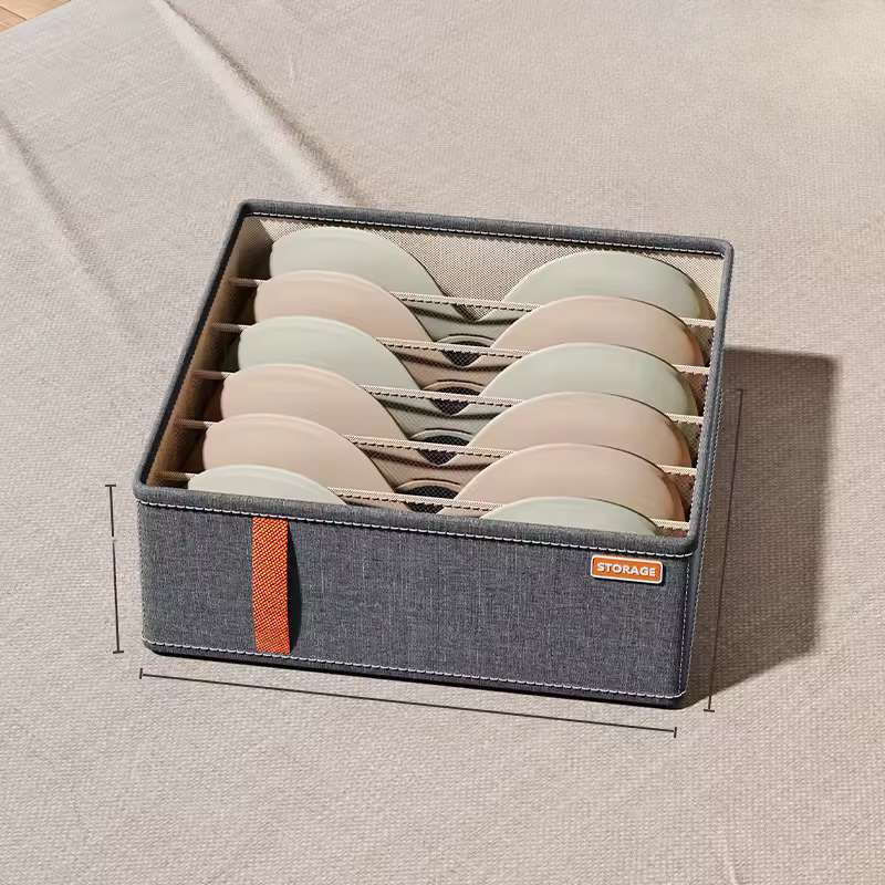 Dark Grey Underwear & Socks Drawer Organizer – 6, 7, and 20 Cell Wardrobe Storage Bins – Foldable Fabric Dividers for Bras, Ties, and Belts – Multi-Functional Household Classification Box