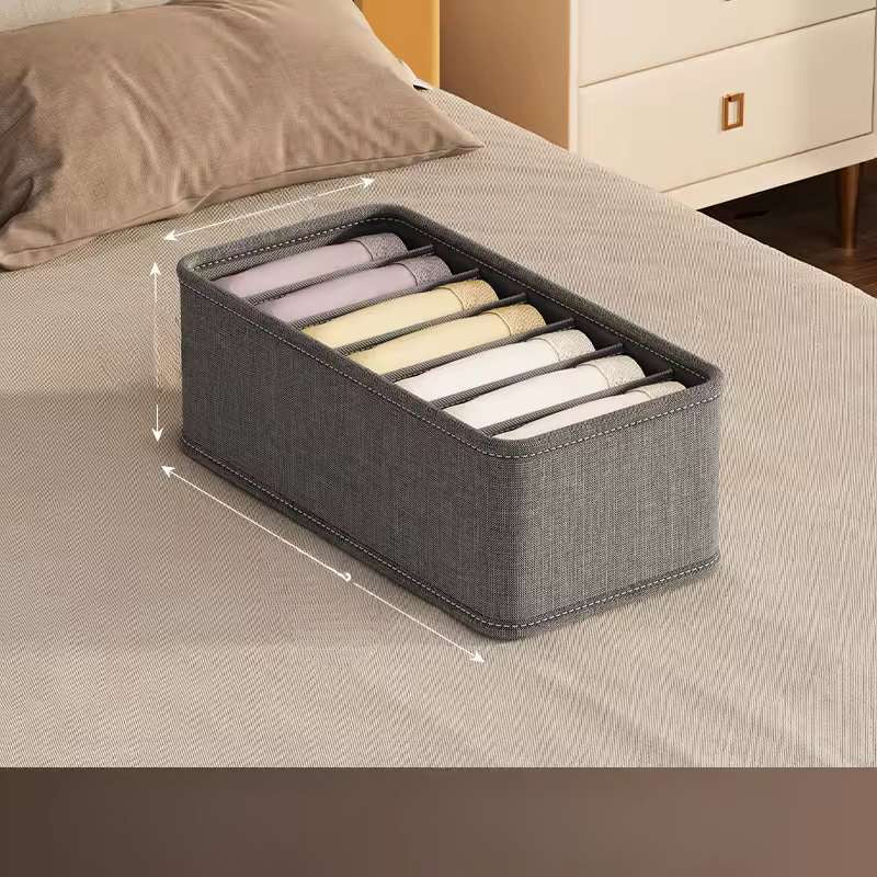 Dark Grey Underwear & Socks Drawer Organizer – 6, 7, and 20 Cell Wardrobe Storage Bins – Foldable Fabric Dividers for Bras, Ties, and Belts – Multi-Functional Household Classification Box