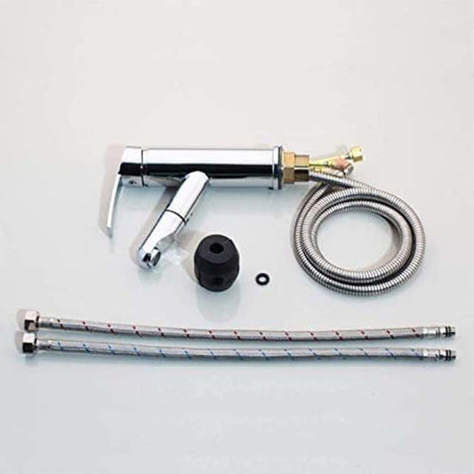 Deck-Mounted 1-Hole Pull-Out Sink Tap – Hot &amp; Cold Water Mixer Faucet with Pull Down Crane for Kitchen &amp; Bathroom