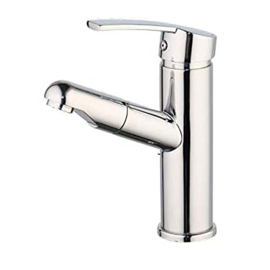 Deck-Mounted 1-Hole Pull-Out Sink Tap – Hot &amp; Cold Water Mixer Faucet with Pull Down Crane for Kitchen &amp; Bathroom