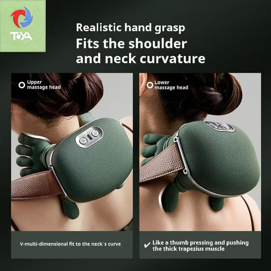 Deep Tissue Electric Neck and Shoulder Massager – 4D Kneading Shiatsu Massage with Heat – Multi-Functional Abdominal & Full Body Acupressure Tool – Ergonomic Gift for Men and Women
