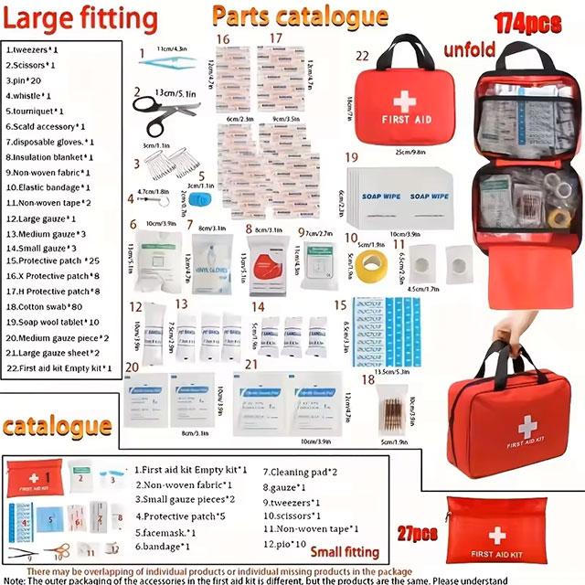 Deluxe First Aid Kit with Carrying Pouch – Essential Emergency Kit for Camping, Hiking & Travel