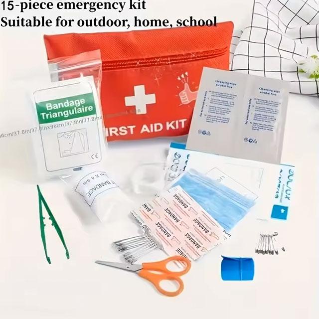 Deluxe First Aid Kit with Carrying Pouch – Essential Emergency Kit for Camping, Hiking & Travel