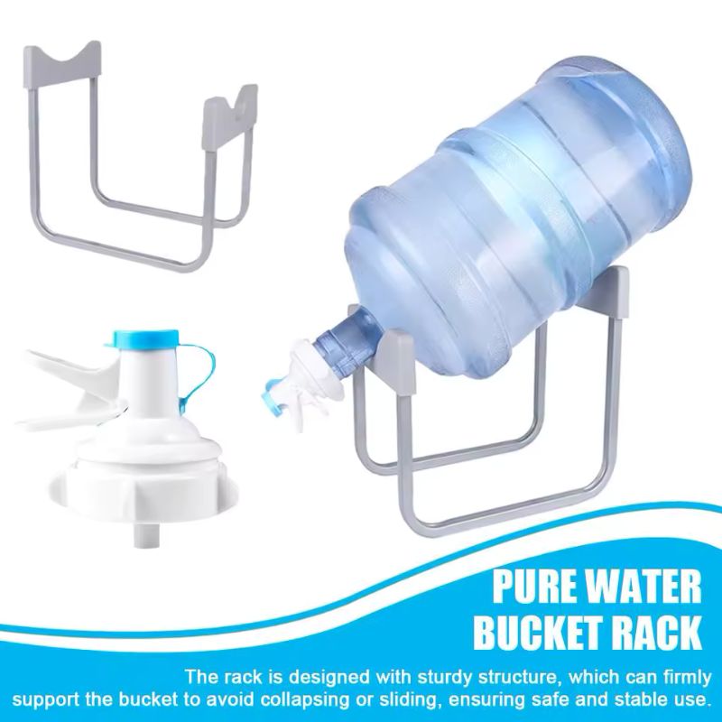 Detachable Bottled Water Stand with Manual Dispenser Faucet – Folding Mineral Water Bucket Rack – Portable Heavy-Duty Water Jug Holder for Home & Office