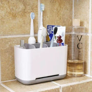 Support amovible pour brosse à dents électrique et dentifrice – Rangement en plastique antidérapant – Organisateur de salle de bain facile à nettoyer pour brosses à dents, fil dentaire et outils de toilettage