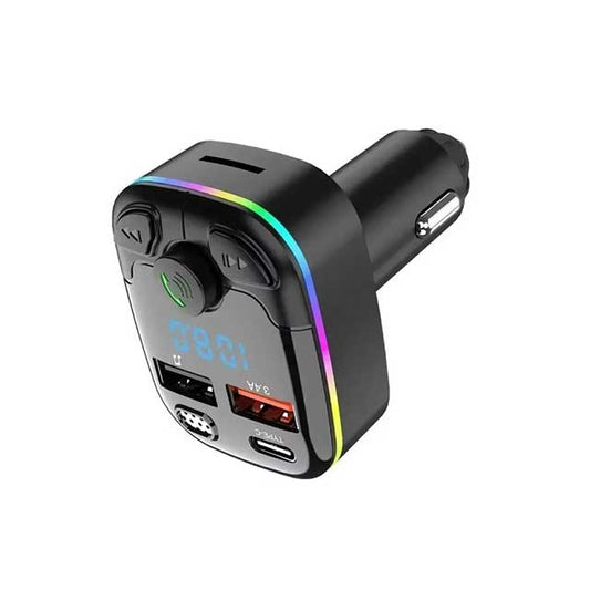 Digital Display Car MP3 Player – Hands-Free Bluetooth, Fast Charging Cigarette Lighter Adapter with Type-C & USB Ports for iPhone & Samsung