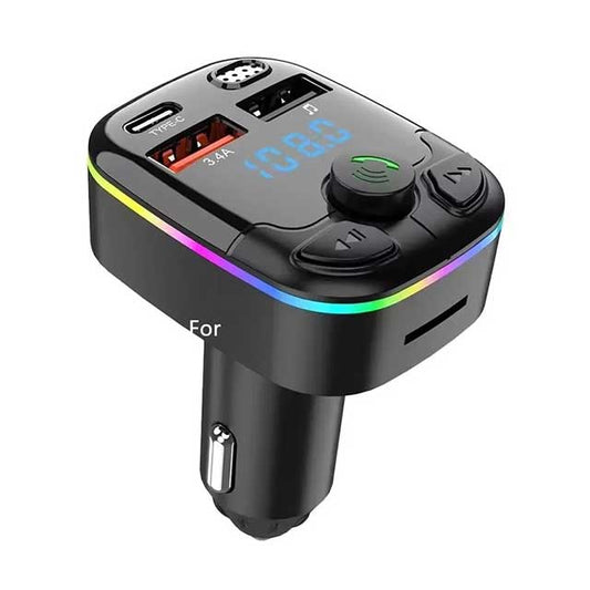 Digital Display Car MP3 Player – Hands-Free Bluetooth, Fast Charging Cigarette Lighter Adapter with Type-C & USB Ports for iPhone & Samsung