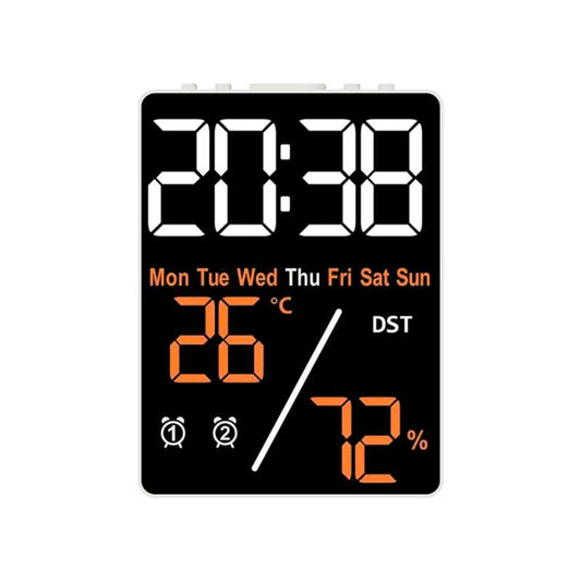 Digital LED Alarm Clock with Temperature & Humidity Display – Dual Alarm & Snooze Table Clock – 3-Level Adjustable Brightness with DST & 12/24H Mode – Modern Electronic Desktop Clock for Bedroom and Office