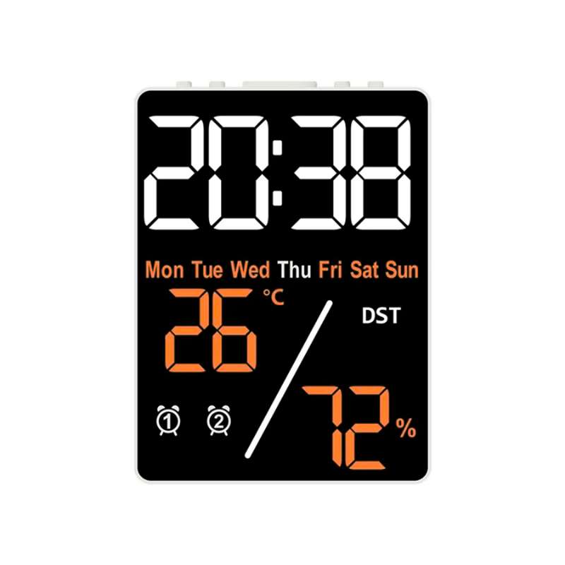 Réveil numérique LED avec affichage de la température et de l'humidité – Double alarme et fonction rappel – Luminosité réglable sur 3 niveaux avec mode été et affichage 12/24h – Horloge de bureau électronique moderne pour chambre et bureau