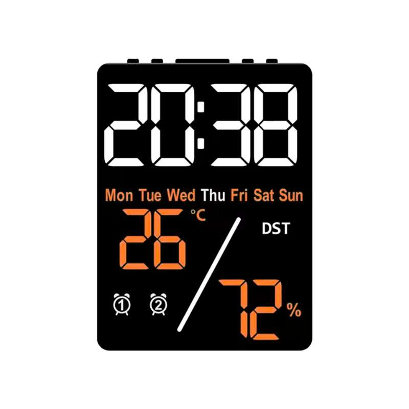 Réveil numérique LED avec affichage de la température et de l'humidité – Double alarme et fonction rappel – Luminosité réglable sur 3 niveaux avec mode été et affichage 12/24h – Horloge de bureau électronique moderne pour chambre et bureau