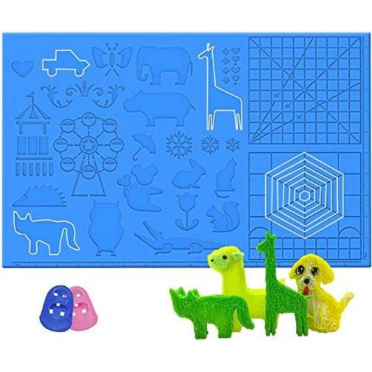 Dikale Silicone Design Mat for 3D Printing Pens – Blue 16.4'' x 10.9'' Drawing Surface with Templates