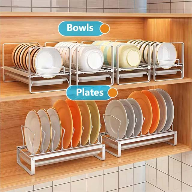 Stackable Dish Drain Shelf – Drawer Organizer Rack for Bowls, Plates, Cutlery & Countertop Storage