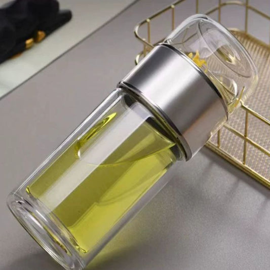 Double Wall Glass Tea Infuser Bottle – 350ml/500ml Tea Water Separation Cup – Heat-Resistant Borosilicate Glass Travel Mug with Stainless Steel Filter – Eco-Friendly Leak-Proof Drinkware for Home & Office