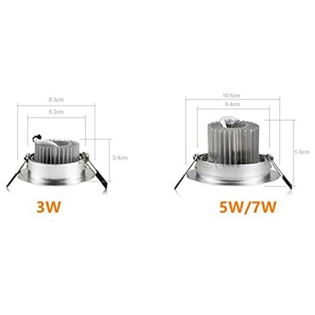 Downlight LED Ceiling Lamp – 3W/5W/7W Recessed Round LED Spotlight, Cool White 6000K, 220V/110V (3W Non-Dimmable Option)