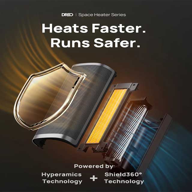 Dreo Solaris Slim H2 Space Heater – Energy Efficient, Sleek Home &amp; Office Heating Solution