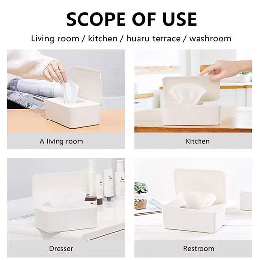 Dustproof Wet Tissue Box with Lid – Baby Wipes Storage Holder &amp; Dispenser for Home, Car, Office &amp; Nursery