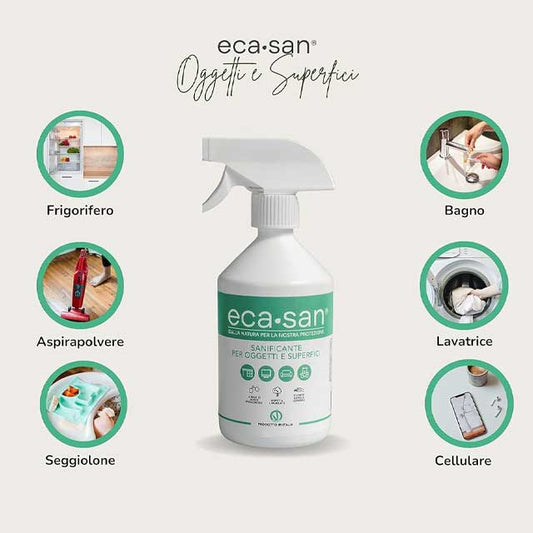 ECASAN Natural Multipurpose Sanitizing Spray – Green &amp; Vegan Disinfectant for Home, Kitchen, Fabrics &amp; Surfaces