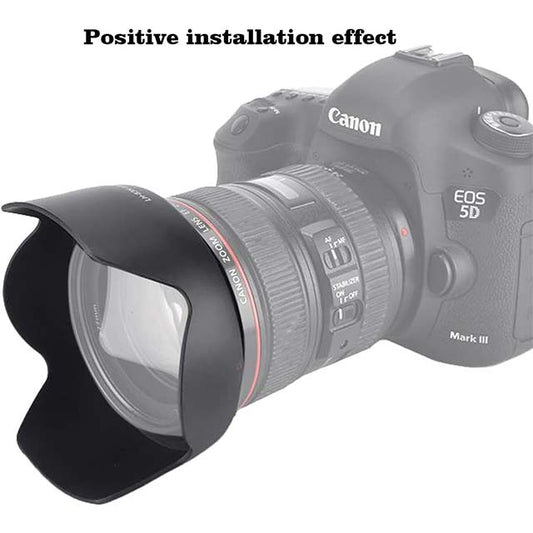 EW-83H Lens Hood for Canon EF 24-105mm f/4L IS USM (Not for IS II USM) - HUIPUXIANG 77mm Tulip Flower Digital Lens Hood, Black