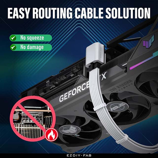 EZDIY-FAB 12VHPWR 12+4 Pin Angle Connector- Power Adapter for RTX40' Series Graphics Card- 600W Output- RTX4090, 4080, 4070ti Compatible- 90 Degrees RVS Type- White- 1 Pack