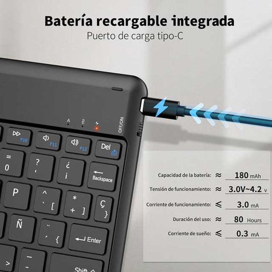 EasyAcc Wireless Bluetooth Keyboard – Spanish Layout, Compatible with Windows, Android & iOS Tablets, Compact & Portable Keyboard (Black)