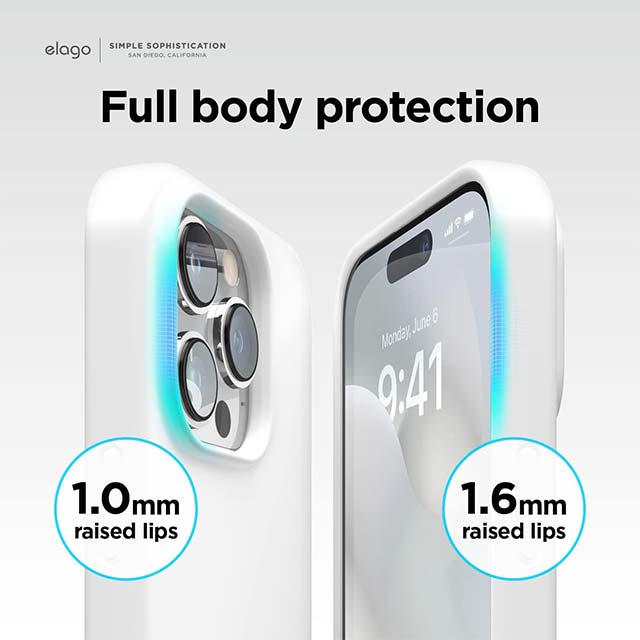 Elago iPhone 14 Pro Liquid Silicone Case – Full Body Shockproof Slim Protective Cover with Anti-Scratch Microfiber Lining (White, 6.1 Inch)