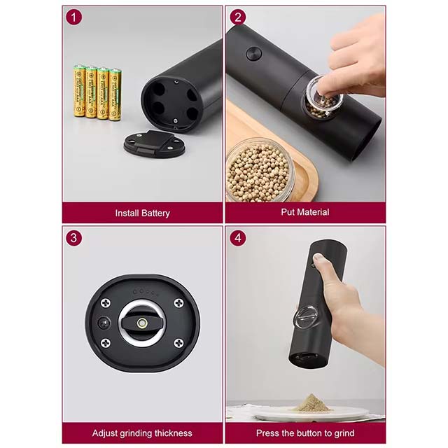 Rechargeable Electric Salt & Pepper Grinder Set – Automatic Gravity Spice Mill with Adjustable Coarseness