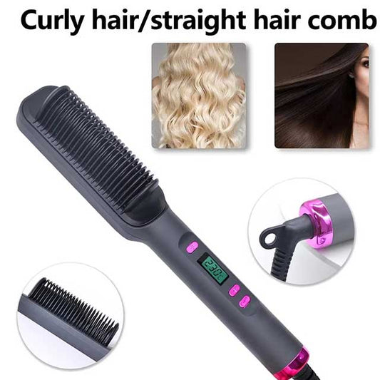 Electric Hair Straightening Comb – Negative Ion Hot Brush with Anti-Scald Design | Multifunctional Styling Tool