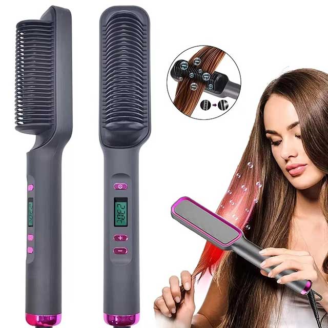 Electric Hair Straightening Comb – Negative Ion Hot Brush with Anti-Scald Design | Multifunctional Styling Tool