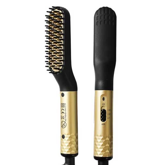 Electric Hot Comb Hair Straightener – Negative Ion Heating Brush for Men’s Beard & Hair, Wet & Dry Use