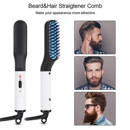 Electric Hot Comb Hair Straightener – Negative Ion Heating Brush for Men’s Beard & Hair, Wet & Dry Use