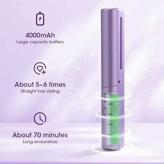 Electric Hot Hair Straightener Comb & Brush – USB Rechargeable Negative Ion Heating Tool for Straight & Curly Hair