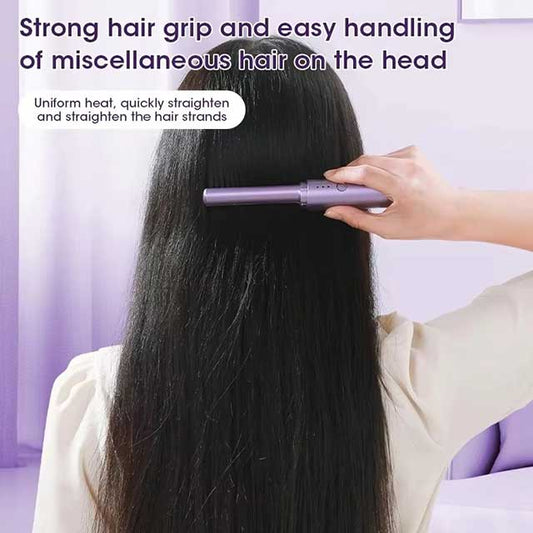 Electric Hot Hair Straightener Comb & Brush – USB Rechargeable Negative Ion Heating Tool for Straight & Curly Hair