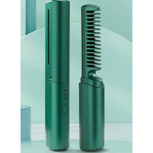 Electric Hot Hair Straightener Comb & Brush – USB Rechargeable Negative Ion Heating Tool for Straight & Curly Hair