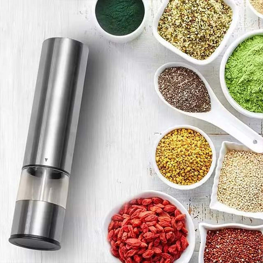 Stainless Steel Electric Pepper Grinder – Adjustable Spice & Sea Salt Mill for Kitchen & BBQ